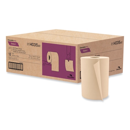 Cascades Pro Select Hardwound Paper Towels, 1 Ply, Continuous Roll Sheets, 350 ft, Natural H035